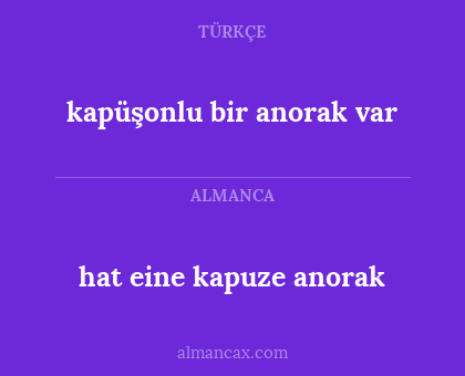 hat eine kapuze anorak - kapüşonlu bir anorak var