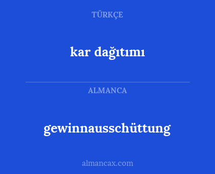 kar dağıtımı - gewinnausschüttung