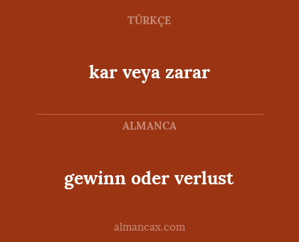 kar veya zarar - gewinn oder verlust