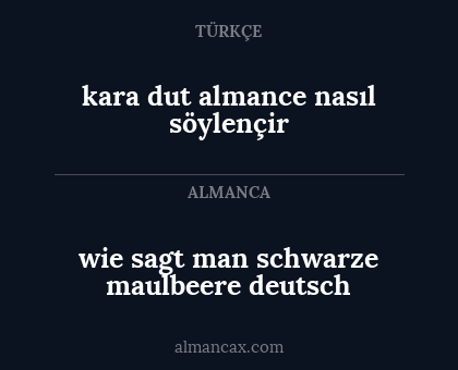 wie sagt man schwarze maulbeere deutsch - kara dut almance nasıl söylençir