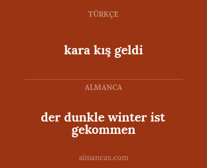 der dunkle winter ist gekommen - kara kış geldi