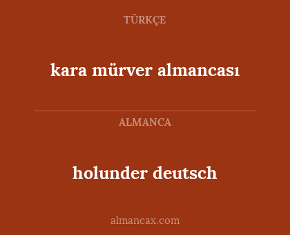 holunder deutsch - kara mürver almancası