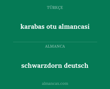 schwarzdorn deutsch - karabas otu almancasi