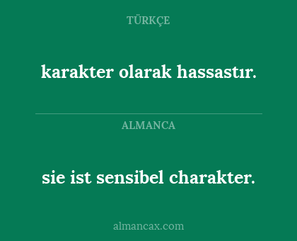 sie ist sensibel charakter. - karakter olarak hassastır.