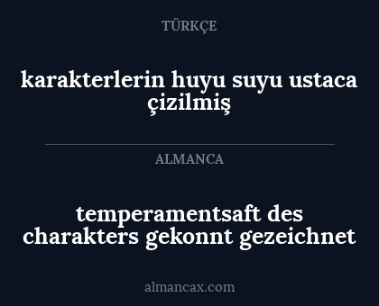 karakterlerin huyu suyu ustaca çizilmiş - temperamentsaft des charakters gekonnt gezeichnet