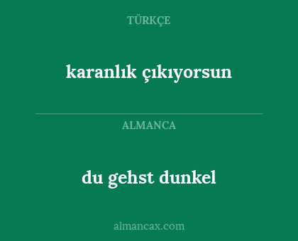 du gehst dunkel - karanlık çıkıyorsun