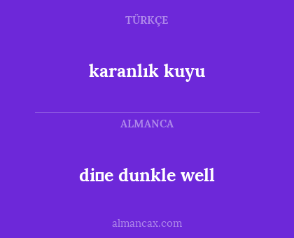 di̇e dunkle well - karanlık kuyu