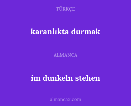 im dunkeln stehen - karanlıkta durmak
