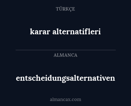 entscheidungsalternativen - karar alternatifleri