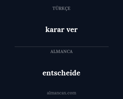 entscheide - karar ver