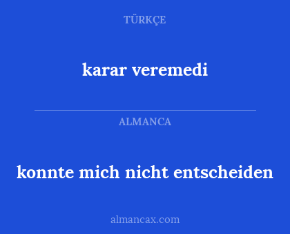 karar veremedi - konnte mich nicht entscheiden