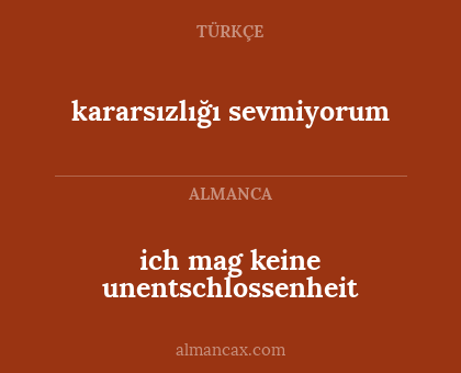 ich mag keine unentschlossenheit - kararsızlığı sevmiyorum