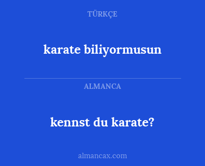 kennst du karate? - karate biliyormusun