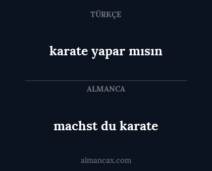 karate yapar mısın - machst du karate