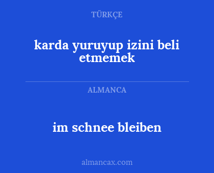 im schnee bleiben - karda yuruyup izini beli etmemek