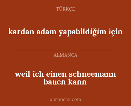 kardan adam yapabildiğim için - weil ich einen schneemann bauen kann