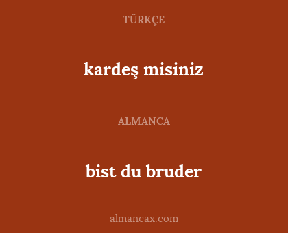 bist du bruder - kardeş misiniz