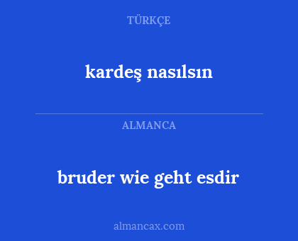 kardeş nasılsın - bruder wie geht esdir