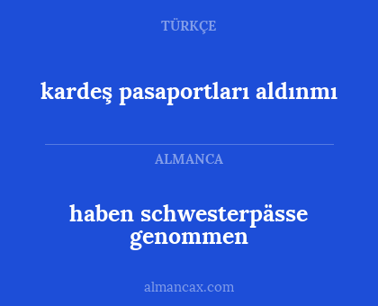haben schwesterpässe genommen - kardeş pasaportları aldınmı