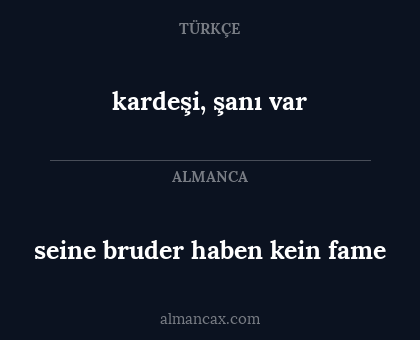 seine bruder haben kein fame - kardeşi, şanı var