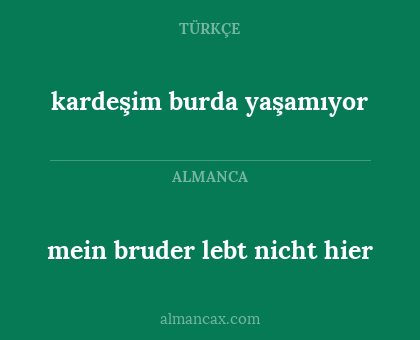 mein bruder lebt nicht hier - kardeşim burda yaşamıyor