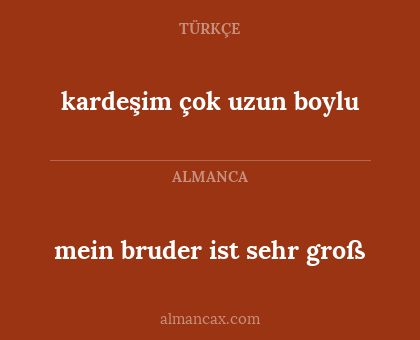 mein bruder ist sehr groß - kardeşim çok uzun boylu