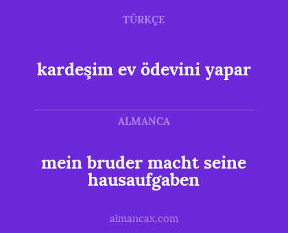 mein bruder macht seine hausaufgaben - kardeşim ev ödevini yapar