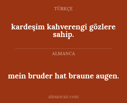 mein bruder hat braune augen. - kardeşim kahverengi gözlere sahip.