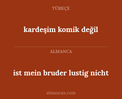ist mein bruder lustig nicht - kardeşim komik değil