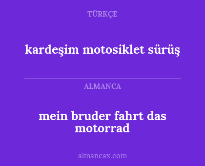 mein bruder fahrt das motorrad - kardeşim motosiklet sürüş