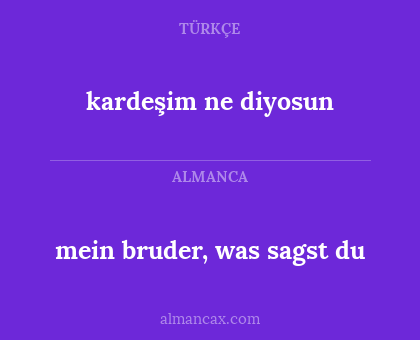 mein bruder, was sagst du - kardeşim ne diyosun
