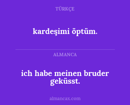 kardeşimi öptüm. - ich habe meinen bruder geküsst.