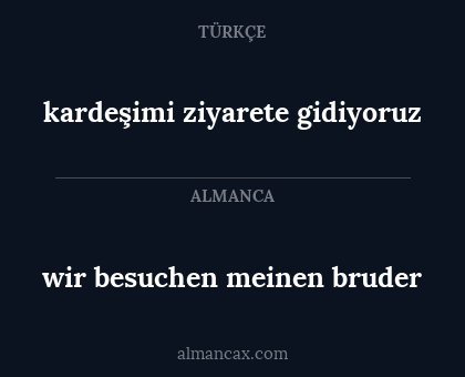 kardeşimi ziyarete gidiyoruz - wir besuchen meinen bruder
