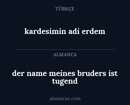 der name meines bruders ist tugend - kardesimin adi erdem