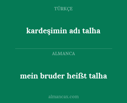 kardeşimin adı talha - mein bruder heißt talha