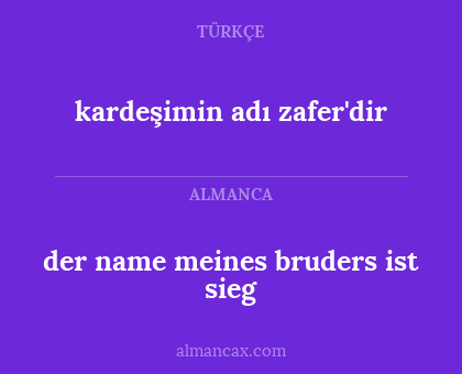 der name meines bruders ist sieg - kardeşimin adı zafer'dir