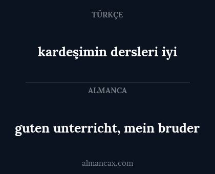 guten unterricht, mein bruder - kardeşimin dersleri iyi