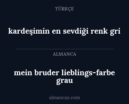 kardeşimin en sevdiği renk gri - mein bruder lieblings-farbe grau