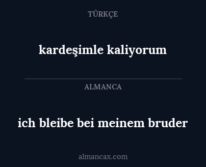 ich bleibe bei meinem bruder - kardeşimle kaliyorum