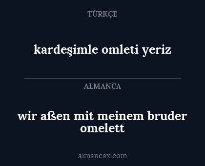 kardeşimle omleti yeriz - wir aßen mit meinem bruder omelett
