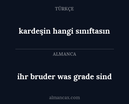 kardeşin hangi sınıftasın - ihr bruder was grade sind