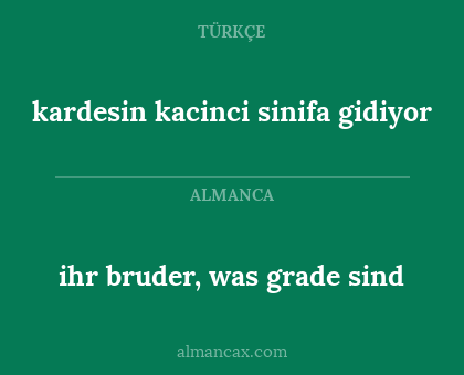 ihr bruder, was grade sind - kardesin kacinci sinifa gidiyor