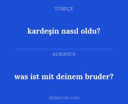 kardeşin nasıl oldu? - was ist mit deinem bruder?