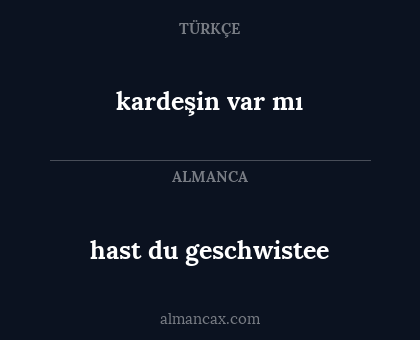 kardeşin var mı - hast du geschwistee