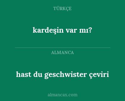 kardeşin var mı? - hast du geschwister çeviri