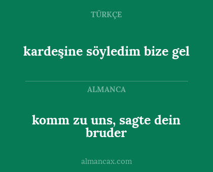komm zu uns, sagte dein bruder - kardeşine söyledim bize gel