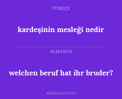 welchen beruf hat ihr bruder? - kardeşinin mesleği nedir