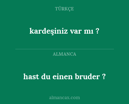 hast du einen bruder ? - kardeşiniz var mı ?