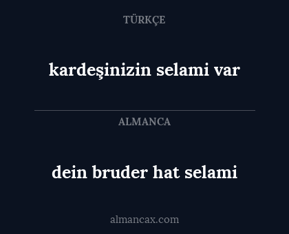 dein bruder hat selami - kardeşinizin selami var