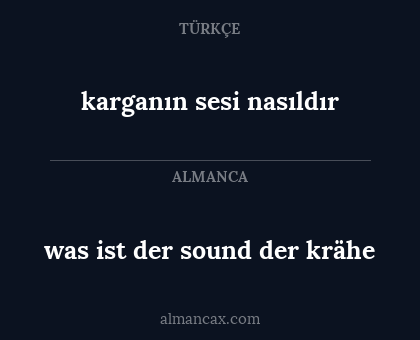 was ist der sound der krähe - karganın sesi nasıldır